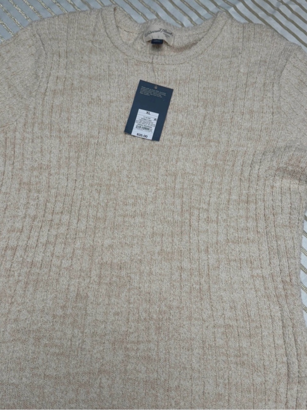 Universal Thread Beige Ribbed Short-Sleeve Crew-Neck Sweater Dress - Picture 2 of 3